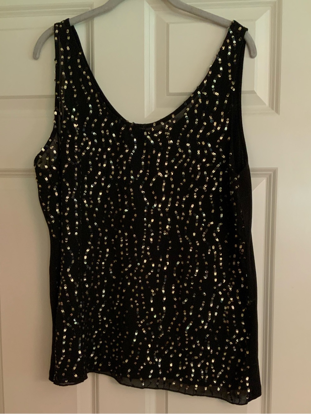Ann Taylor LOFT Black Sequin Tank Top - Size XL
